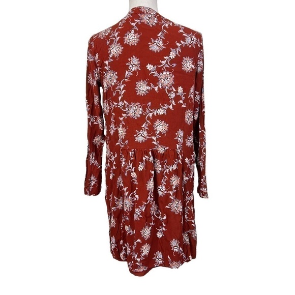 Garnet Hill Women’s 6 Floral Drop Waist Lined Dress Buttons Fall Colors - Picture 2 of 10